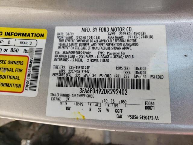 Photo 10 from auction – 2013 FORD FUSION SE with VIN 3FA6P0H92DR292402