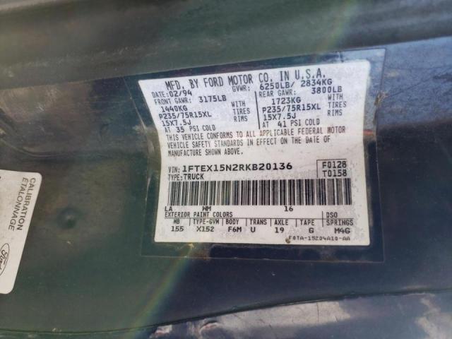 Photo 10 from auction – 1994 FORD F150 with VIN 1FTEX15N2RKB20136