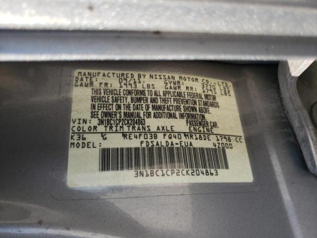 Photo 10 from auction – 2012 NISSAN VERSA S with VIN 3N1BC1CP2CK204863