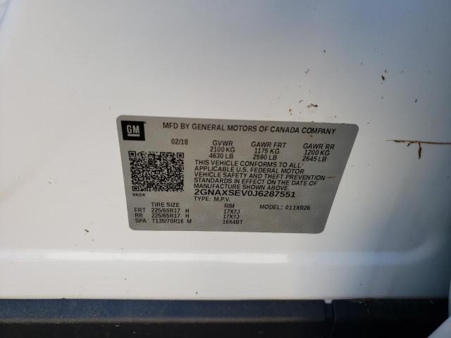 Photo 10 from auction – 2018 CHEVROLET EQUINOX LT with VIN 2GNAXSEV0J6287551