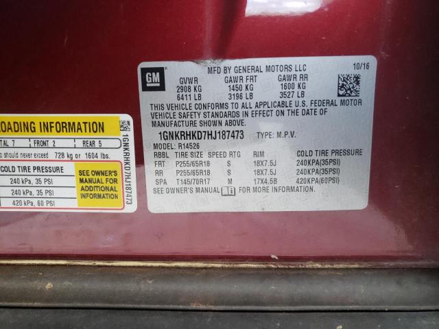 Photo 10 from auction – 2017 CHEVROLET TRAVERSE L with VIN 1GNKRHKD7HJ187473