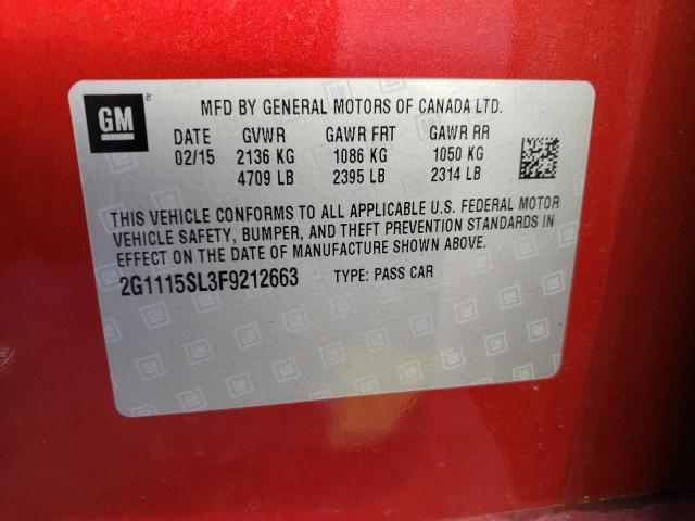 Photo 10 from auction – 2015 CHEVROLET IMPALA LT with VIN 2G1115SL3F9212663
