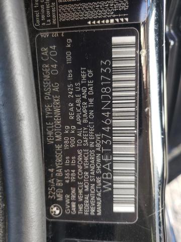 Photo 10 from auction – 2004 BMW 325 I with VIN WBAET37464NJ81733