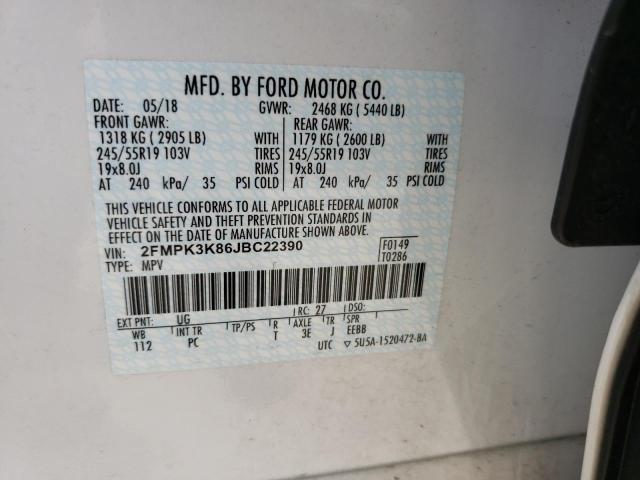 Photo 10 from auction – 2018 FORD EDGE TITAN with VIN 2FMPK3K86JBC22390