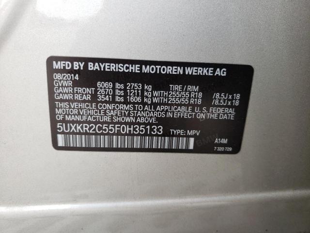 Photo 10 from auction – 2015 BMW X5 SDRIVE3 with VIN 5UXKR2C55F0H35133