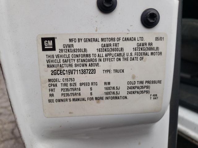 Photo 10 from auction – 2001 CHEVROLET SILVERADO with VIN 2GCEC19V711387220