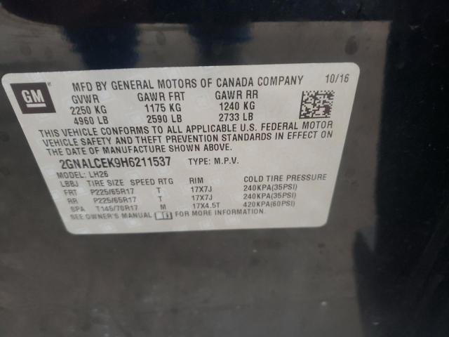 Photo 10 from auction – 2017 CHEVROLET EQUINOX LT with VIN 2GNALCEK9H6211537