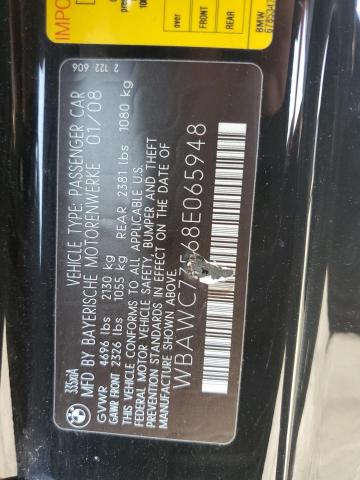 Photo 10 from auction – 2008 BMW 335 with VIN WBAWC73568E065948
