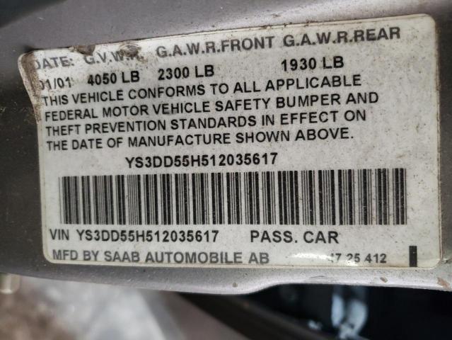Photo 10 from auction – 2001 SAAB 9-3 with VIN YS3DD55H512035617