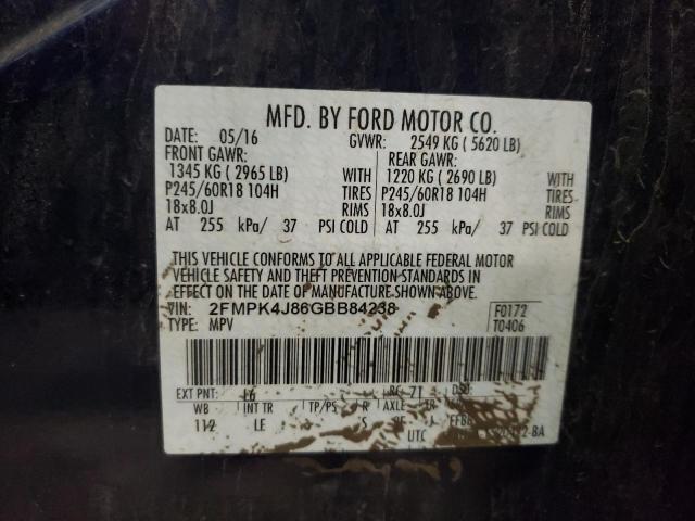 Photo 10 from auction – 2016 FORD EDGE SEL with VIN 2FMPK4J86GBB84238