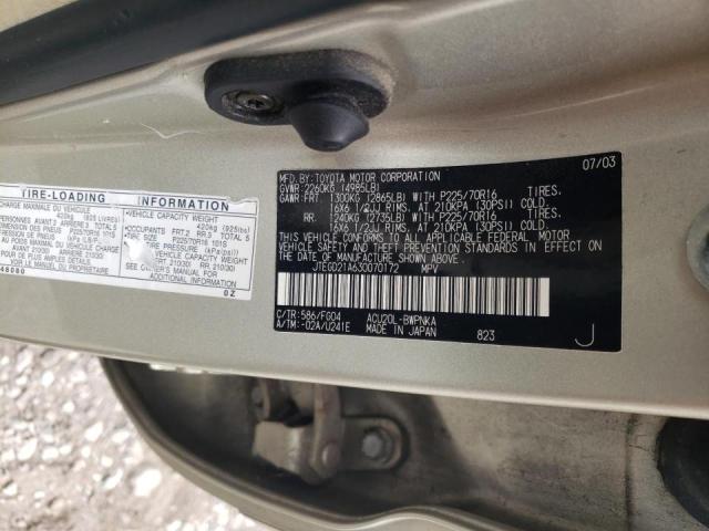 Photo 10 from auction – 2003 TOYOTA HIGHLANDER with VIN JTEGD21A630070172