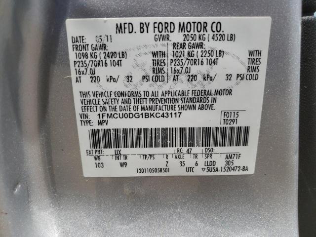 Photo 10 from auction – 2011 FORD ESCAPE XLT with VIN 1FMCU0DG1BKC43117