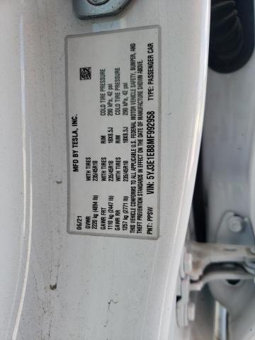 Photo 10 from auction – 2021 TESLA MODEL 3 with VIN 5YJ3E1EB8MF992958