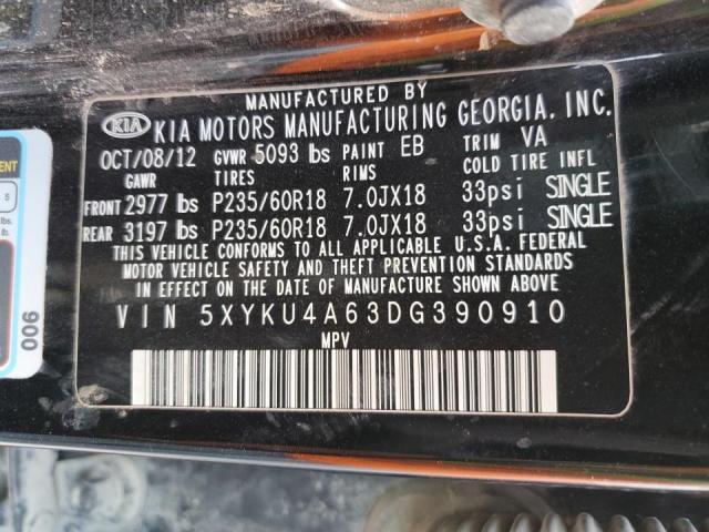Photo 10 from auction – 2013 KIA SORENTO EX with VIN 5XYKU4A63DG390910