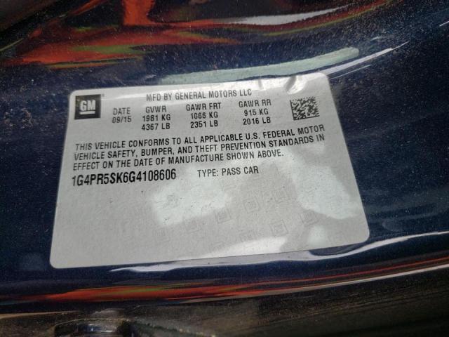 Photo 10 from auction – 2016 BUICK VERANO CON with VIN 1G4PR5SK6G4108606