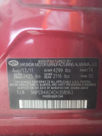 Photo 10 from auction – 2012 HYUNDAI SONATA GLS with VIN 5NPEB4AC4CH358063