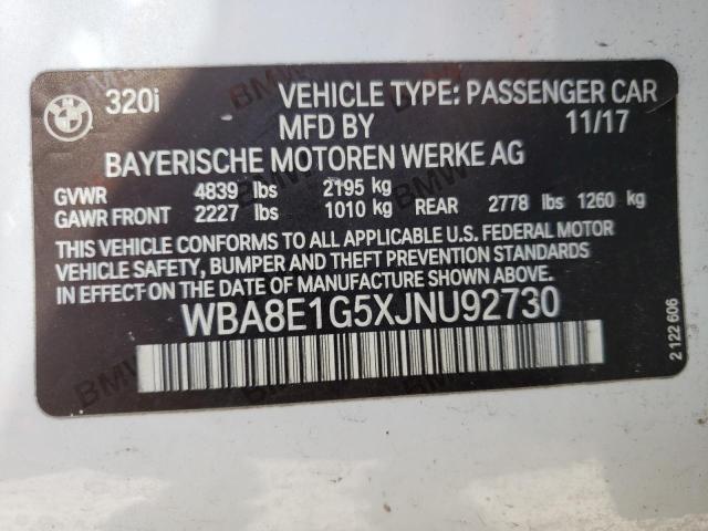 Photo 10 from auction – 2018 BMW 320 I with VIN WBA8E1G5XJNU92730