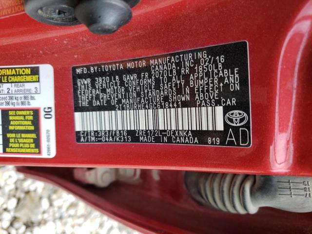 Photo 10 from auction – 2016 TOYOTA COROLLA L with VIN 2T1BURHE4GC618441