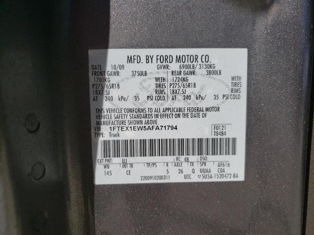 Photo 10 from auction – 2010 FORD F150 SUPER with VIN 1FTEX1EW5AFA71794