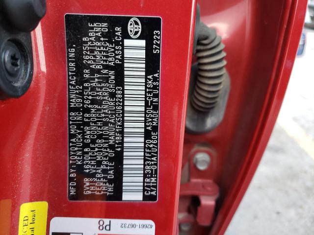 Photo 10 from auction – 2012 TOYOTA CAMRY BASE with VIN 4T1BF1FK5CU622883