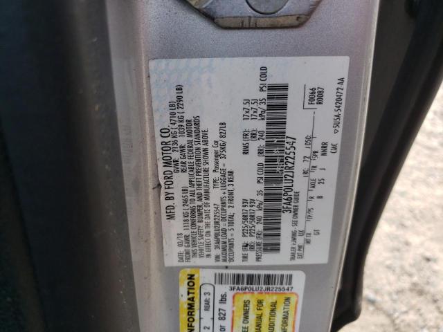 Photo 10 from auction – 2018 FORD FUSION SE with VIN 3FA6P0LU2JR225547