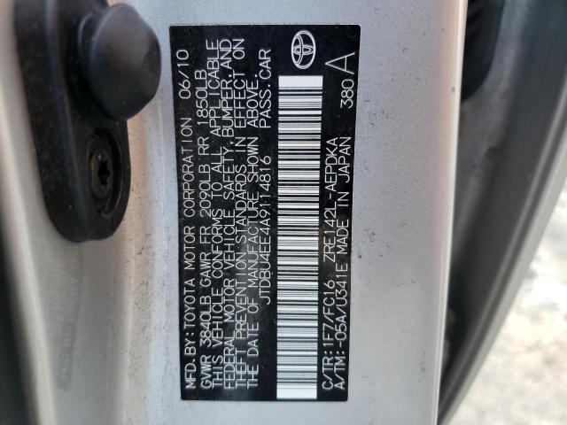 Photo 10 from auction – 2010 TOYOTA COROLLA BA with VIN JTDBU4EE4A9114816