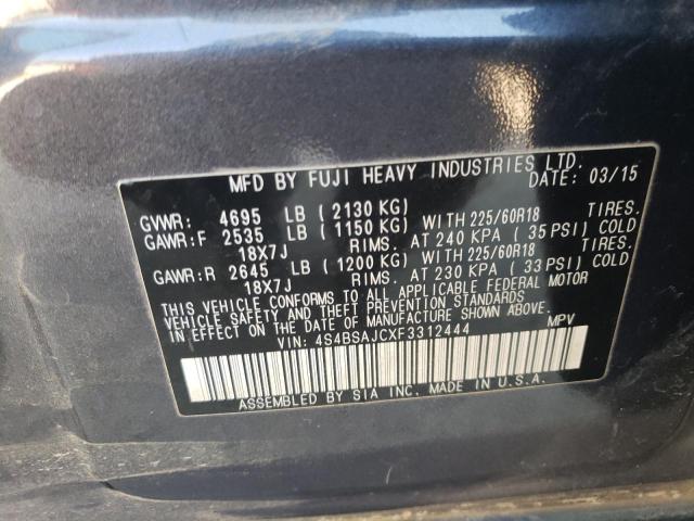 Photo 10 from auction – 2015 SUBARU OUTBACK 2. with VIN 4S4BSAJCXF3312444