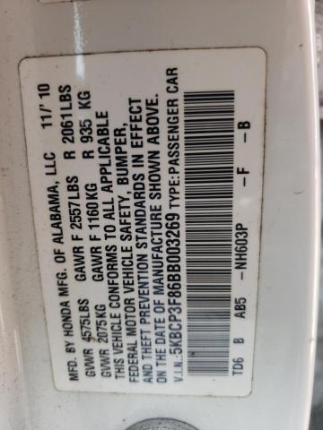 Photo 10 from auction – 2011 HONDA ACCORD EXL with VIN 5KBCP3F86BB003269