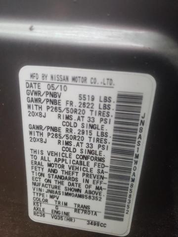 Photo 10 from auction – 2010 INFINITI FX35 with VIN JN8AS1MW0AM856352