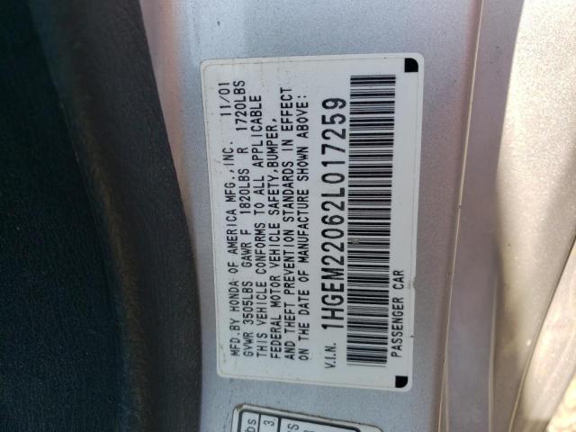 Photo 10 from auction – 2002 HONDA CIVIC EX with VIN 1HGEM22062L017259