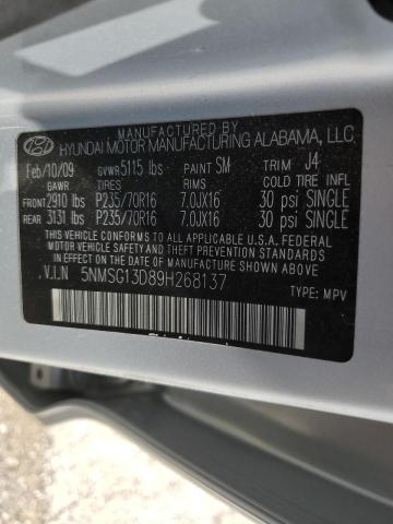 Photo 10 from auction – 2009 HYUNDAI SANTA FE G with VIN 5NMSG13D89H268137