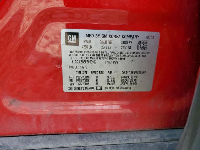 Photo 10 from auction – 2015 CHEVROLET TRAX 1LT with VIN KL7CJLSB5FB063907