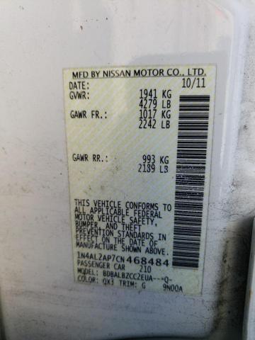 Photo 10 from auction – 2012 NISSAN ALTIMA BAS with VIN 1N4AL2AP7CN468484