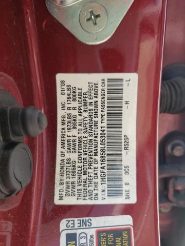 Photo 10 from auction – 2008 HONDA CIVIC EX with VIN 1HGFA16858L053041