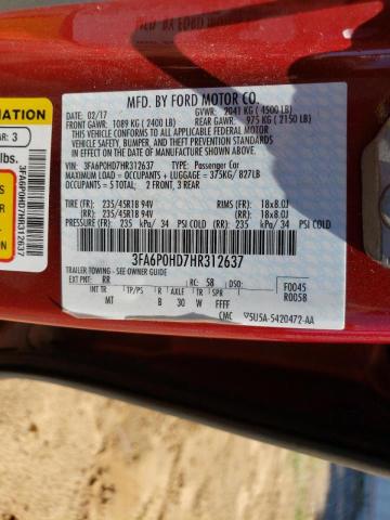 Photo 10 from auction – 2017 FORD FUSION SE with VIN 3FA6P0HD7HR312637