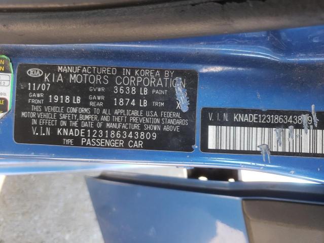 Photo 10 from auction – 2008 KIA RIO BASE with VIN KNADE123186343809