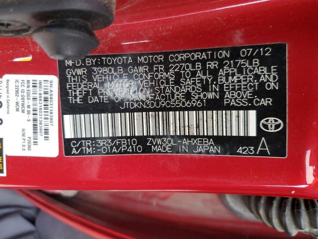 Photo 10 from auction – 2012 TOYOTA PRIUS with VIN JTDKN3DU9C5506961