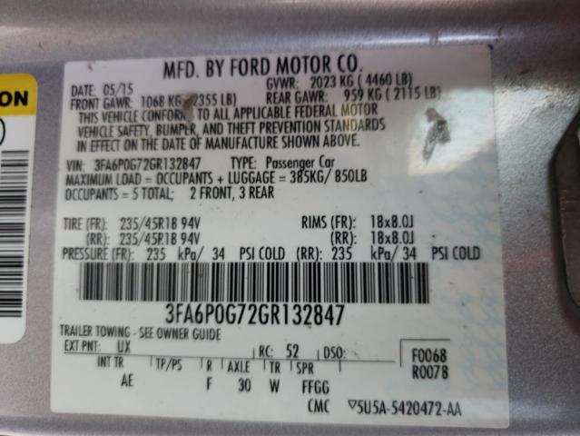 Photo 10 from auction – 2016 FORD FUSION S with VIN 3FA6P0G72GR132847