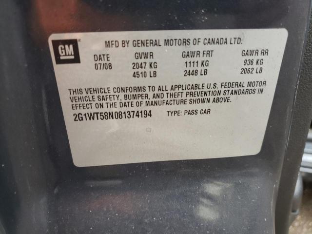 Photo 10 from auction – 2008 CHEVROLET IMPALA LT with VIN 2G1WT58N081374194