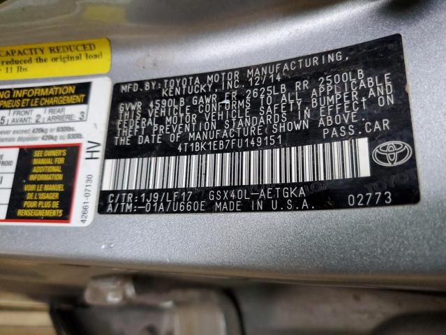 Photo 10 from auction – 2015 TOYOTA AVALON XLE with VIN 4T1BK1EB7FU149151