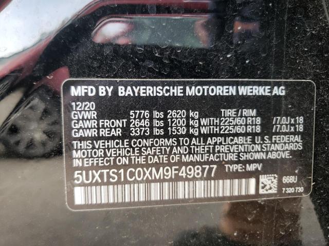Photo 10 from auction – 2021 BMW X3 XDRIVE3 with VIN 5UXTS1C0XM9F49877