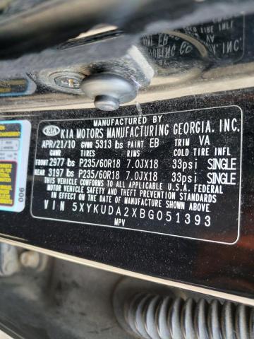 Photo 10 from auction – 2012 KIA SORENTO with VIN 5XYKUDA2XBG051393