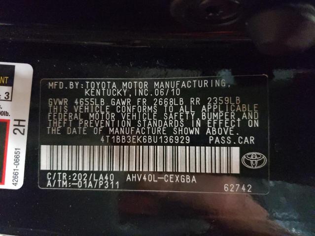 Photo 10 from auction – 2011 TOYOTA CAMRY HYBR with VIN 4T1BB3EK6BU136929