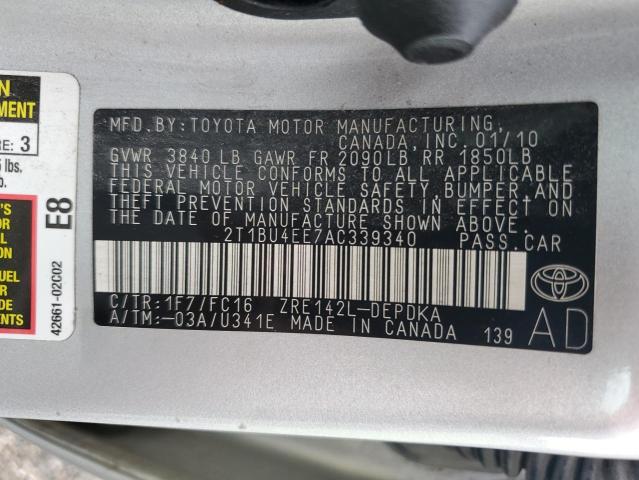 Photo 10 from auction – 2010 TOYOTA COROALLA with VIN 2T1BU4EE7AC339340