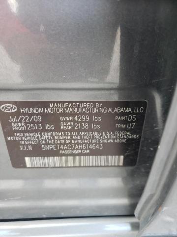 Photo 10 from auction – 2010 HYUNDAI SONATA GLS with VIN 5NPET4AC7AH614643