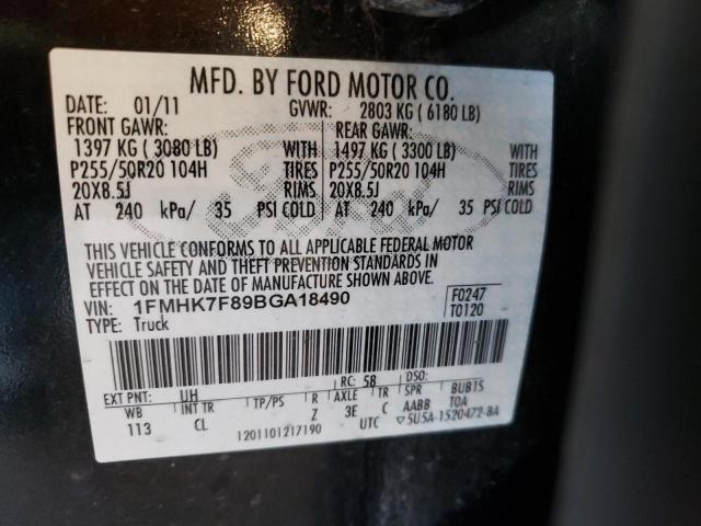 Photo 10 from auction – 2011 FORD EXPLORER L with VIN 1FMHK7F89BGA18490