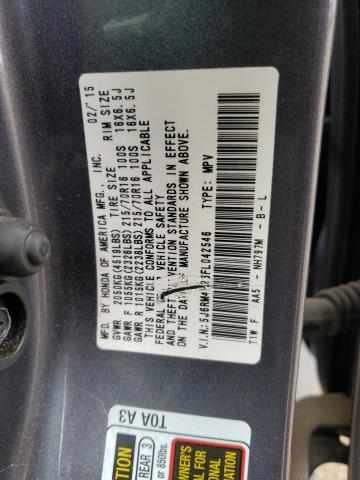 Photo 10 from auction – 2015 HONDA CR-V LX with VIN 5J6RM4H36FL042546