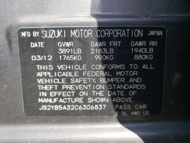 Photo 10 from auction – 2012 SUZUKI SX4 with VIN JS2YB5A32C6306837