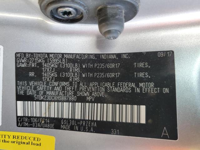 Photo 10 from auction – 2017 TOYOTA SIENNA LE with VIN 5TDKZ3DCXHS887880