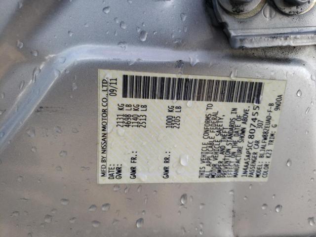 Photo 10 from auction – 2012 NISSAN MAXIMA S with VIN 1N4AA5AP5CC807455
